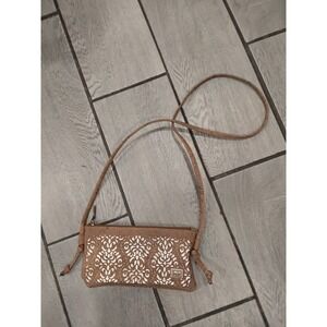 Fine Cork Portugal Cork  Crossbody Bag White Floral Pattern Adjustable Strap
